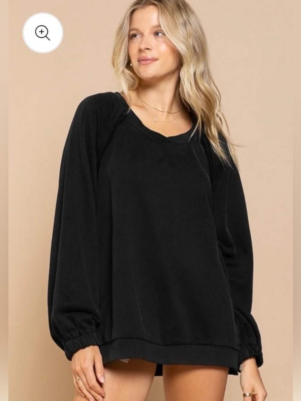 POL Black Crewneck Pullover Sweatshirt